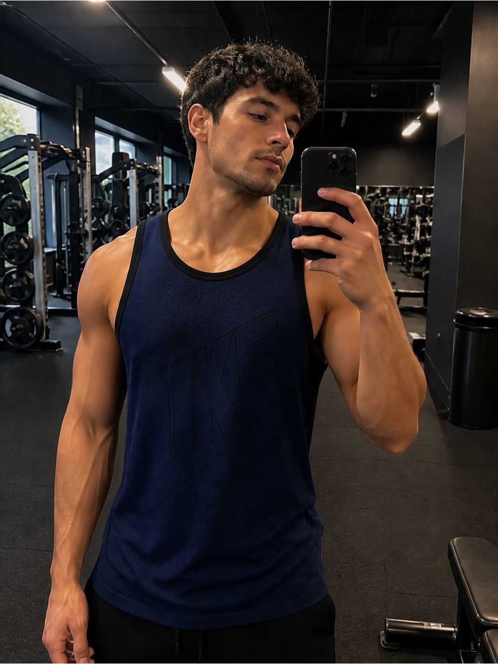 Nike Men’s Blue Athletic Tank Top – Gym Workout Muscle Tee